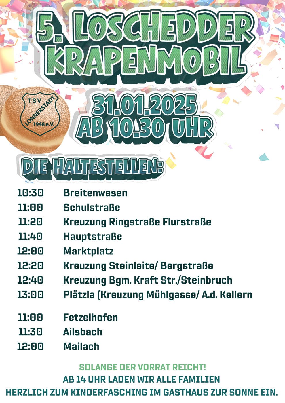 5. Loschedder Krapfenmobil – Süße Faschingsfreude für ganz Lonnerstadt
